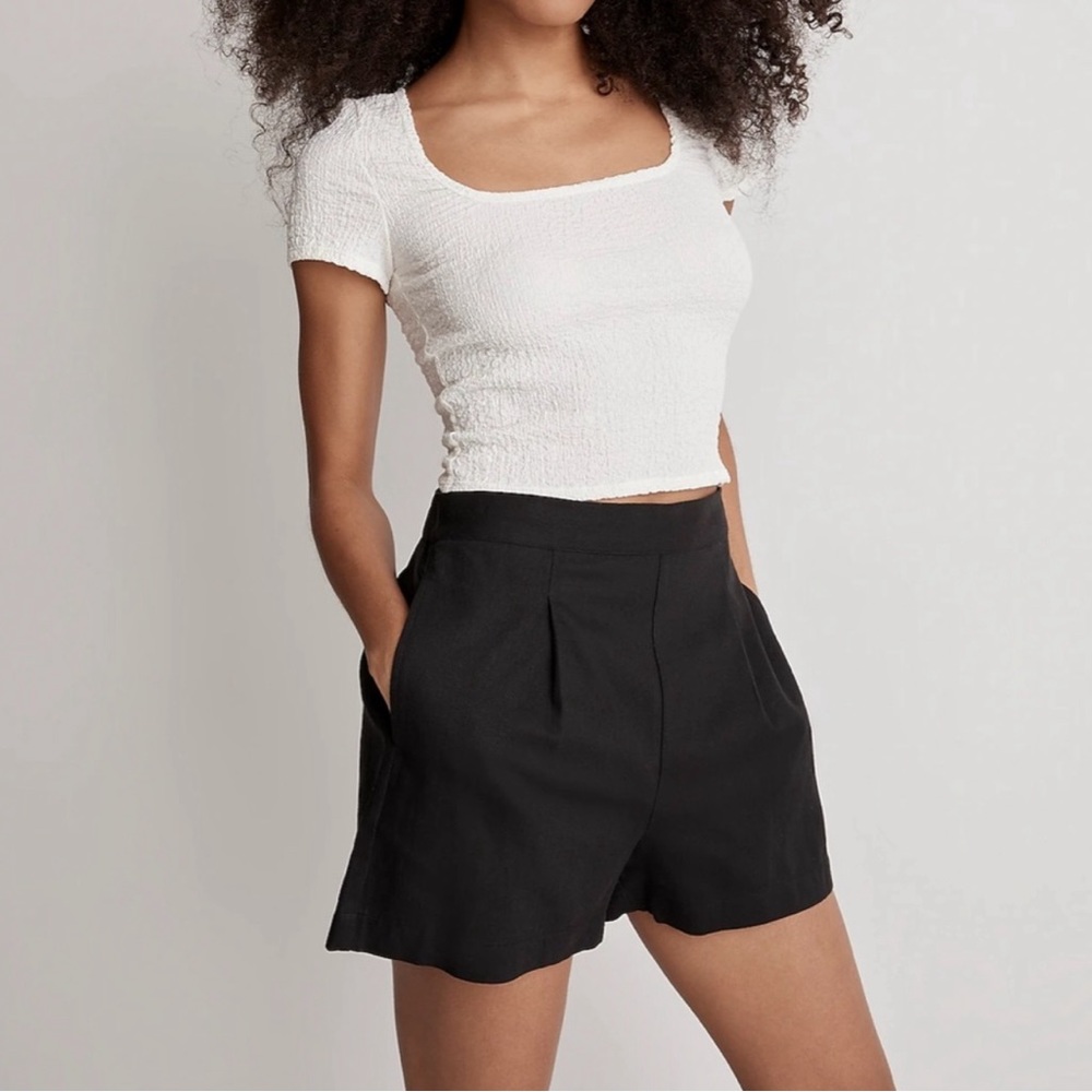 NWT Madewell women's medium black linen shorts M 6 8 $49